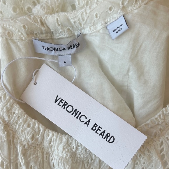 Veronica Beard Calibra White Long Sleeve Eyelet Dress | 6 - Picture 8 of 10